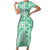 Omaomao Aloha Hawaii Family Matching Short Sleeve Bodycon Dress and Hawaiian Shirt Plumeria Lei With Palaka Motif - Polynesian Pride