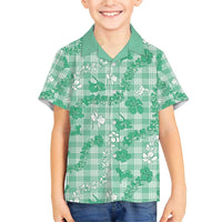 Omaomao Aloha Hawaii Family Matching Short Sleeve Bodycon Dress and Hawaiian Shirt Plumeria Lei With Palaka Motif - Polynesian Pride