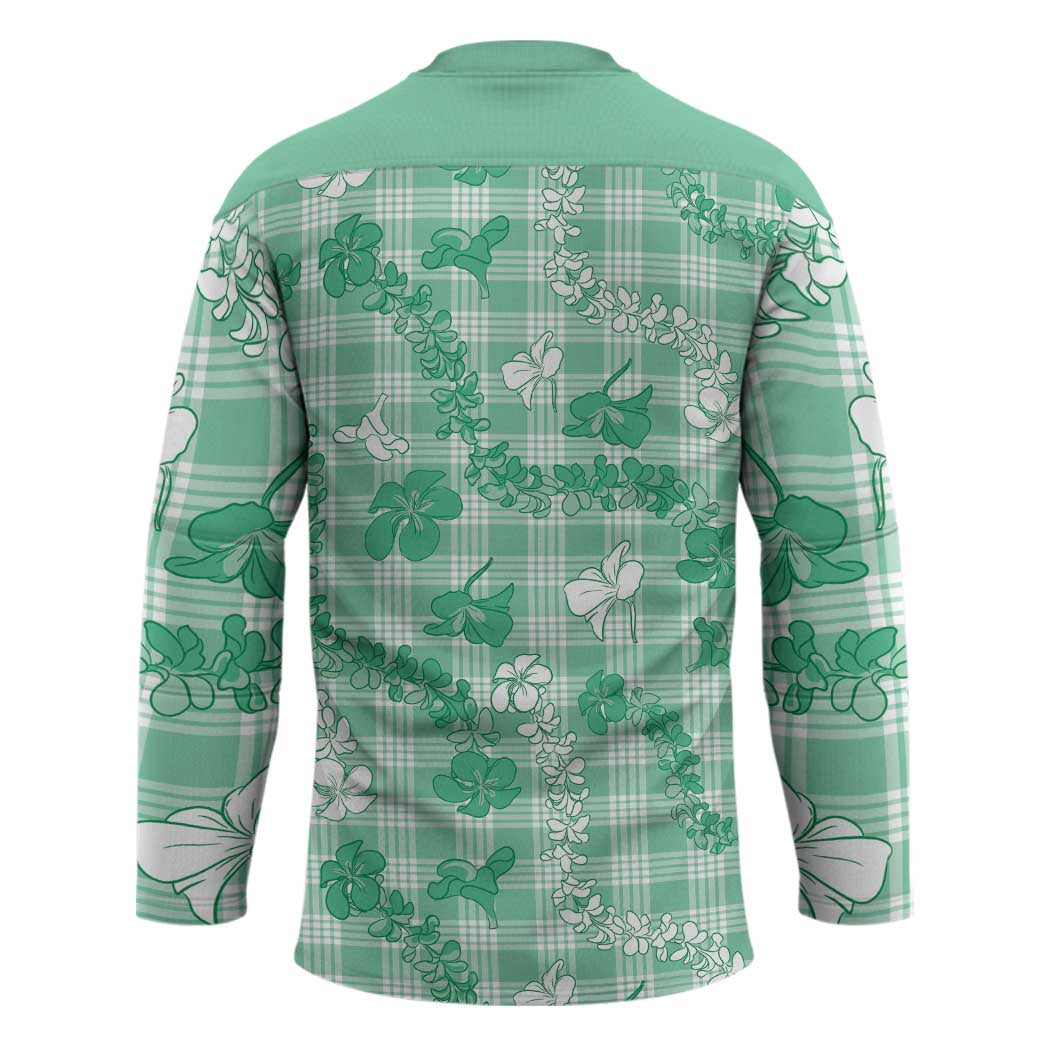 Omaomao Aloha Hawaii Hockey Jersey Plumeria Lei With Palaka Motif LT14 - Polynesian Pride