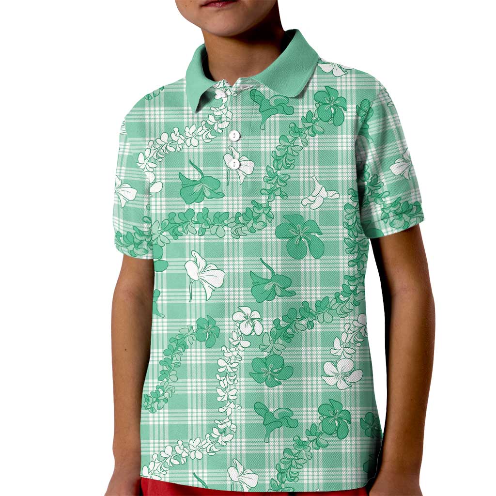 Omaomao Aloha Hawaii Kid Polo Shirt Plumeria Lei With Palaka Motif - Polynesian Pride