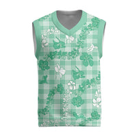 Omaomao Aloha Hawaii Christmas Knitted V-Neck Vest Plumeria Lei With Palaka Motif - Polynesian Pride