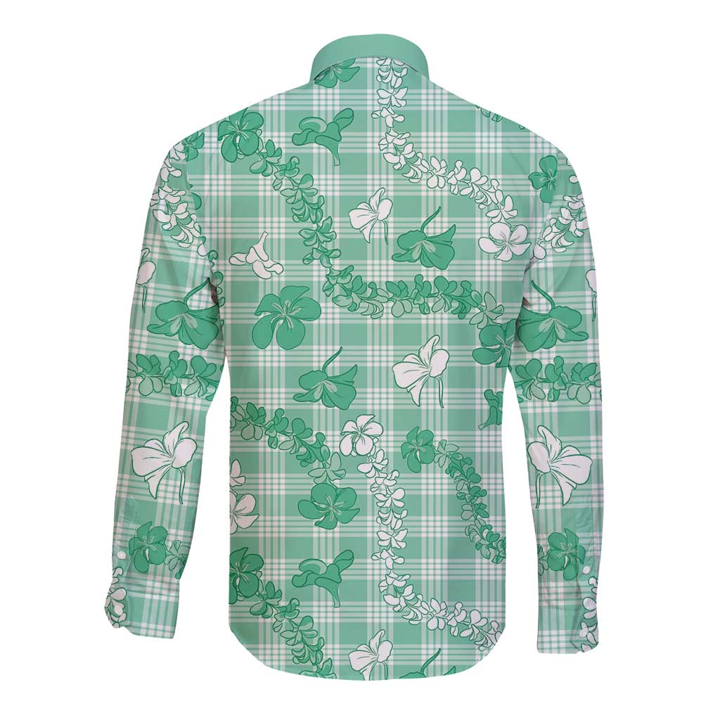 Omaomao Aloha Hawaii Long Sleeve Button Shirt Plumeria Lei With Palaka Motif LT14 - Polynesian Pride