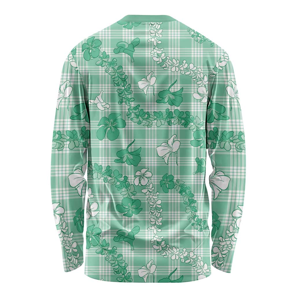 Omaomao Aloha Hawaii Long Sleeve Shirt Plumeria Lei With Palaka Motif LT14 - Polynesian Pride