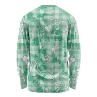 Omaomao Aloha Hawaii Long Sleeve Shirt Plumeria Lei With Palaka Motif LT14 - Polynesian Pride