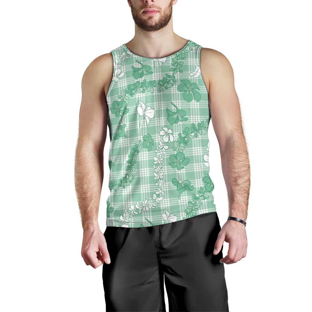 Omaomao Aloha Hawaii Men Tank Top Plumeria Lei With Palaka Motif LT14 - Polynesian Pride