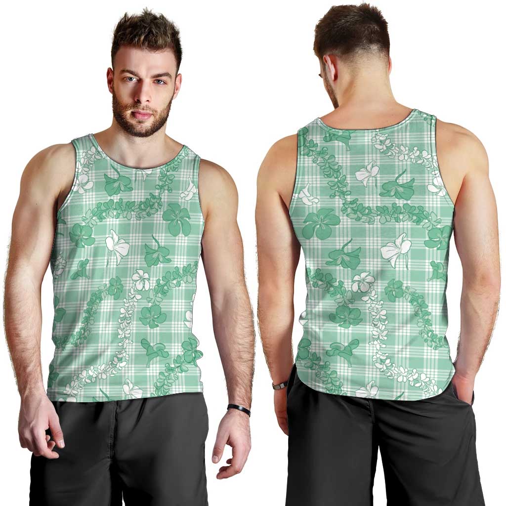 Omaomao Aloha Hawaii Men Tank Top Plumeria Lei With Palaka Motif LT14 - Polynesian Pride