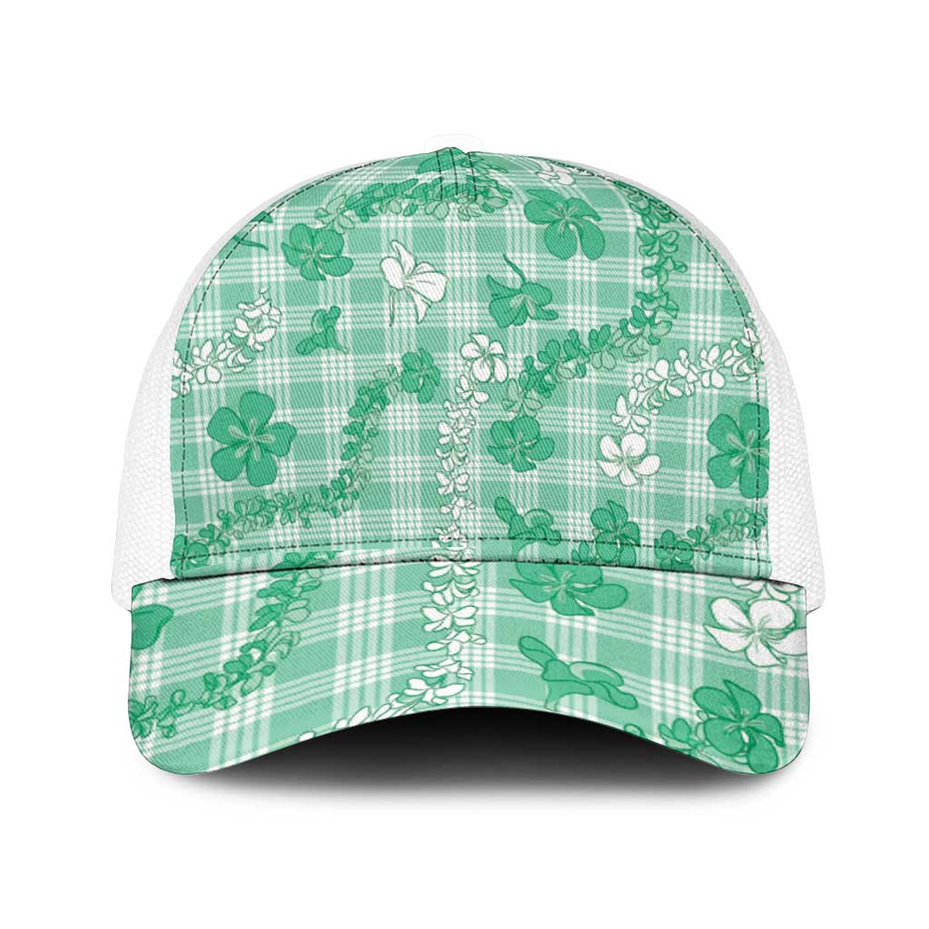 Omaomao Aloha Hawaii Mesh Trucker Cap Plumeria Lei With Palaka Motif - Polynesian Pride
