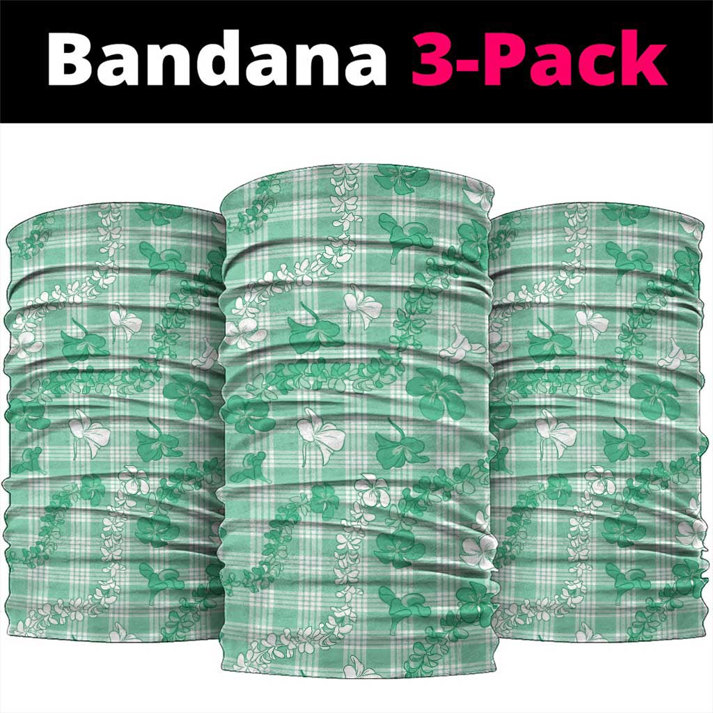 Omaomao Aloha Hawaii Neck Gaiter Plumeria Lei With Palaka Motif LT14 package One Size: 25*50cm Green - Polynesian Pride