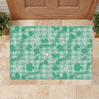 Omaomao Aloha Hawaii Rubber Doormat Plumeria Lei With Palaka Motif LT14 Green - Polynesian Pride