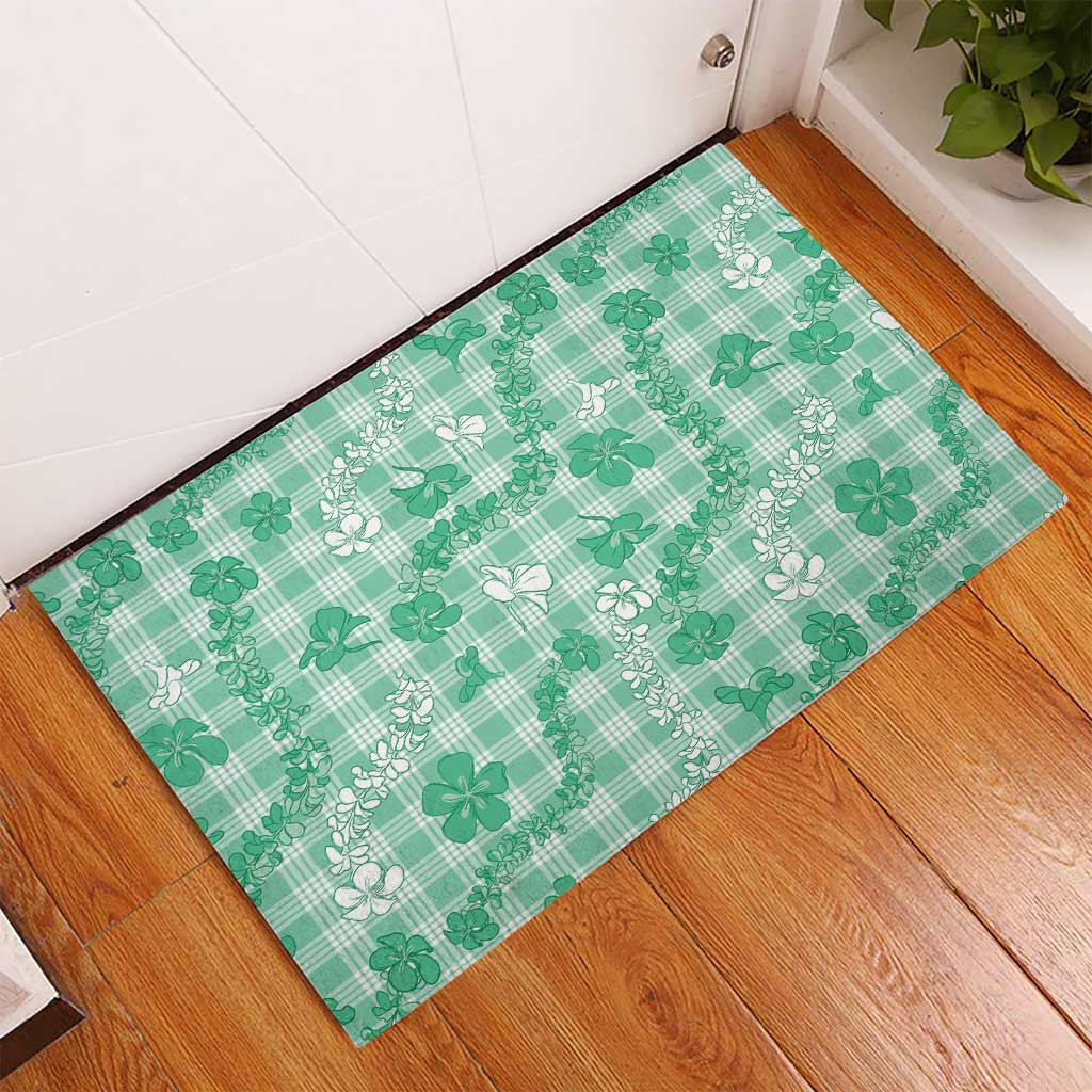 Omaomao Aloha Hawaii Rubber Doormat Plumeria Lei With Palaka Motif LT14 - Polynesian Pride