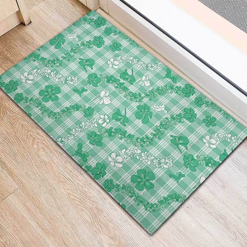 Omaomao Aloha Hawaii Rubber Doormat Plumeria Lei With Palaka Motif LT14 - Polynesian Pride