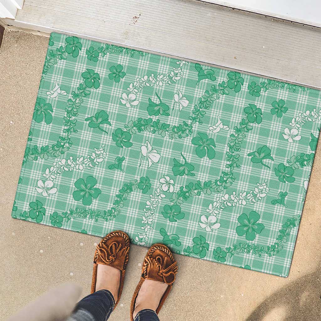 Omaomao Aloha Hawaii Rubber Doormat Plumeria Lei With Palaka Motif LT14 - Polynesian Pride