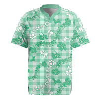 Omaomao Aloha Hawaii Rugby Jersey Plumeria Lei With Palaka Motif LT14 Green - Polynesian Pride