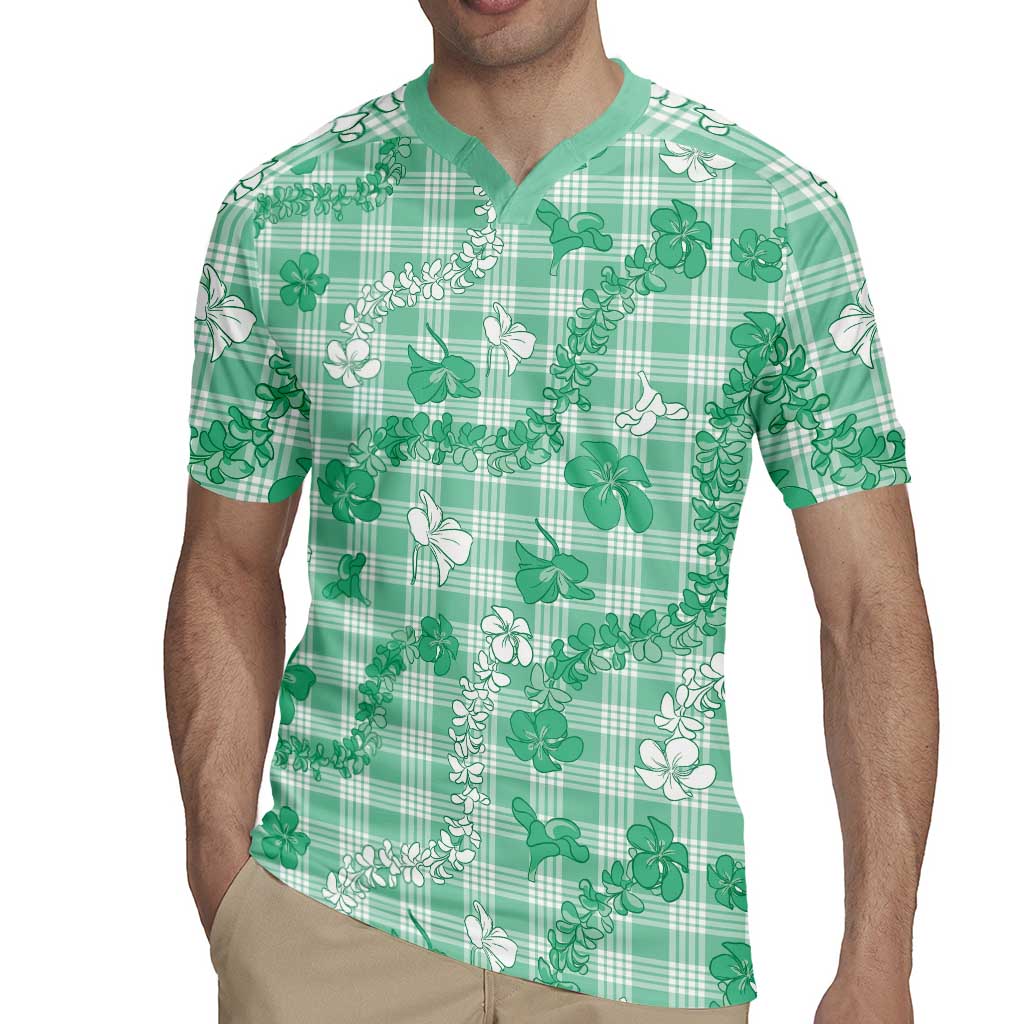 Omaomao Aloha Hawaii Rugby Jersey Plumeria Lei With Palaka Motif LT14 - Polynesian Pride