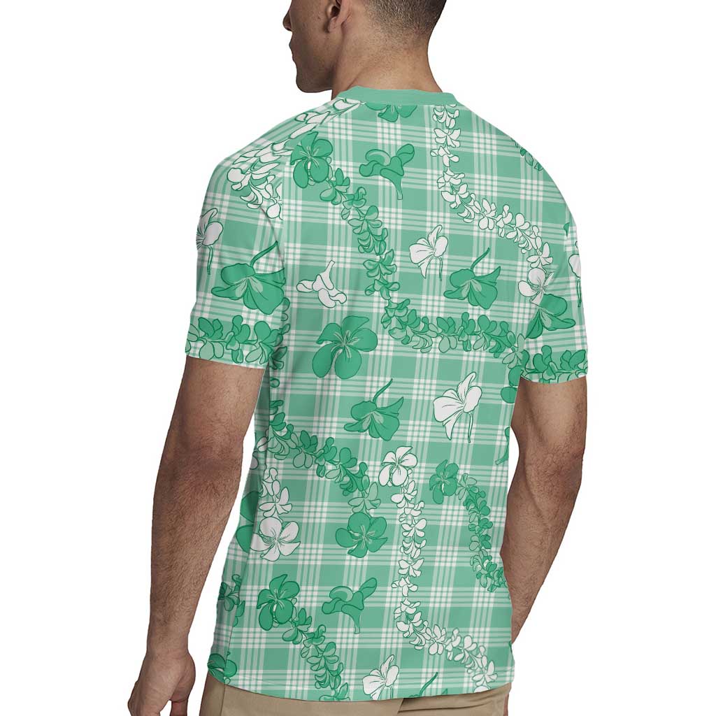 Omaomao Aloha Hawaii Rugby Jersey Plumeria Lei With Palaka Motif LT14 - Polynesian Pride