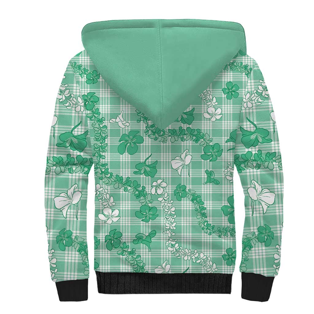 Omaomao Aloha Hawaii Sherpa Hoodie Plumeria Lei With Palaka Motif - Polynesian Pride
