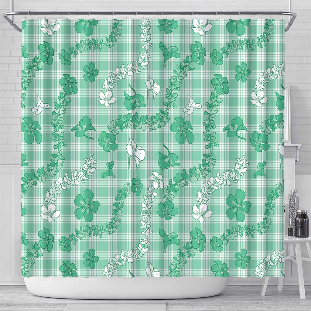 Omaomao Aloha Hawaii Shower Curtain Plumeria Lei With Palaka Motif LT14 - Polynesian Pride