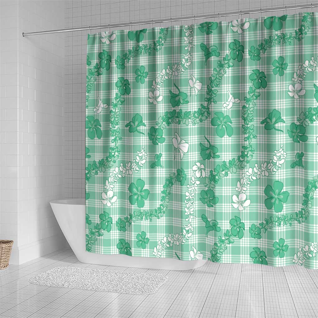 Omaomao Aloha Hawaii Shower Curtain Plumeria Lei With Palaka Motif LT14 - Polynesian Pride