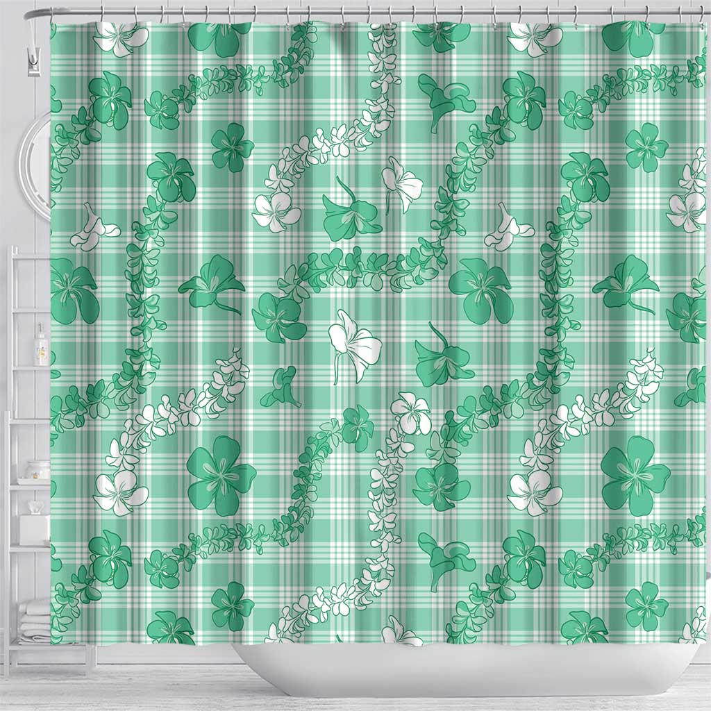 Omaomao Aloha Hawaii Shower Curtain Plumeria Lei With Palaka Motif LT14 - Polynesian Pride