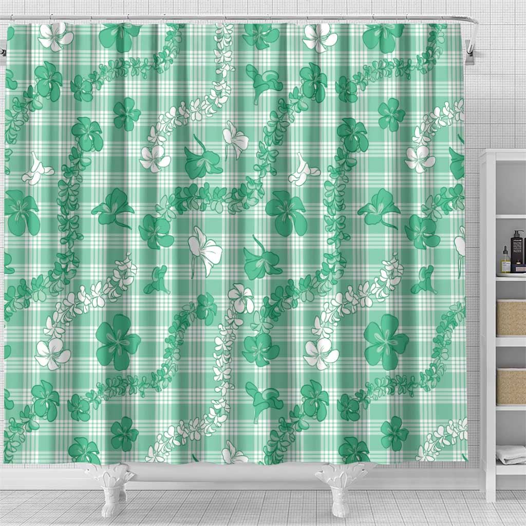 Omaomao Aloha Hawaii Shower Curtain Plumeria Lei With Palaka Motif LT14 - Polynesian Pride