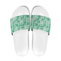 Omaomao Aloha Hawaii Slide Sandals Plumeria Lei With Palaka Motif LT14 Green - Polynesian Pride