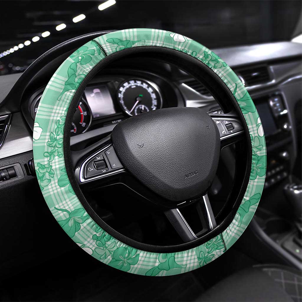 Omaomao Aloha Hawaii Steering Wheel Cover Plumeria Lei With Palaka Motif - Polynesian Pride