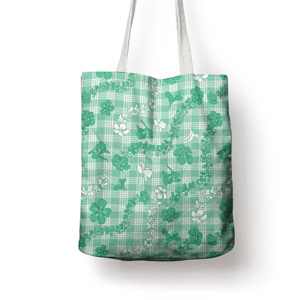 Omaomao Aloha Hawaii Tote Bag Plumeria Lei With Palaka Motif - Polynesian Pride