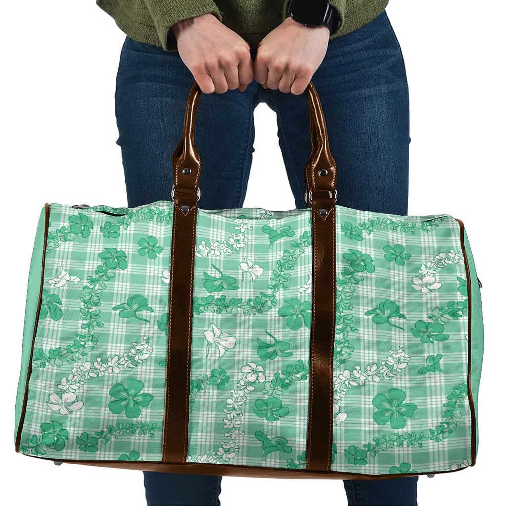 Omaomao Aloha Hawaii Travel Bag Plumeria Lei With Palaka Motif LT14 Green - Polynesian Pride