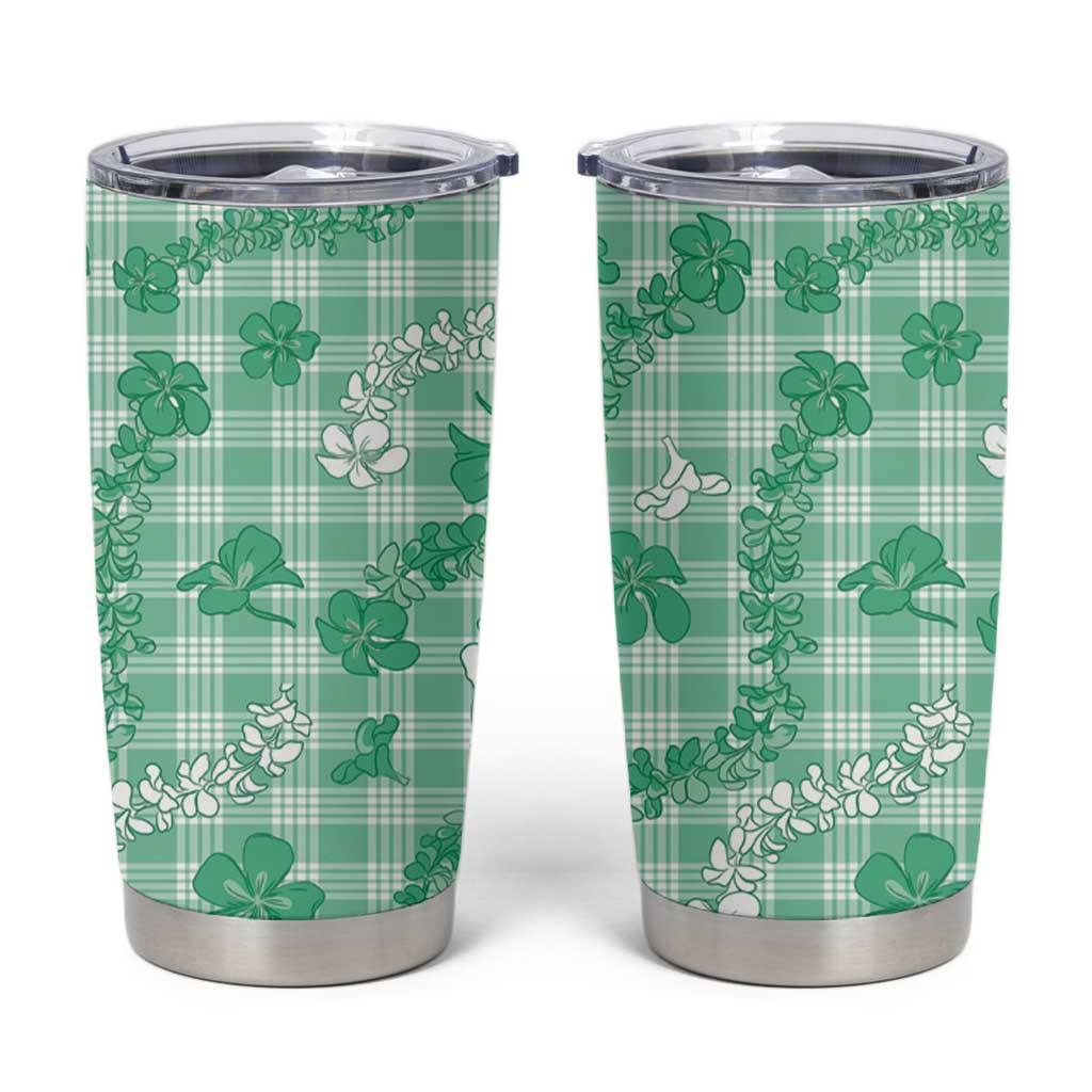 Omaomao Aloha Hawaii Tumbler Cup Plumeria Lei With Palaka Motif - Polynesian Pride