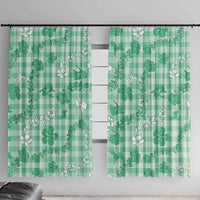 Omaomao Aloha Hawaii Window Curtain Plumeria Lei With Palaka Motif LT14 With Hooks Green - Polynesian Pride