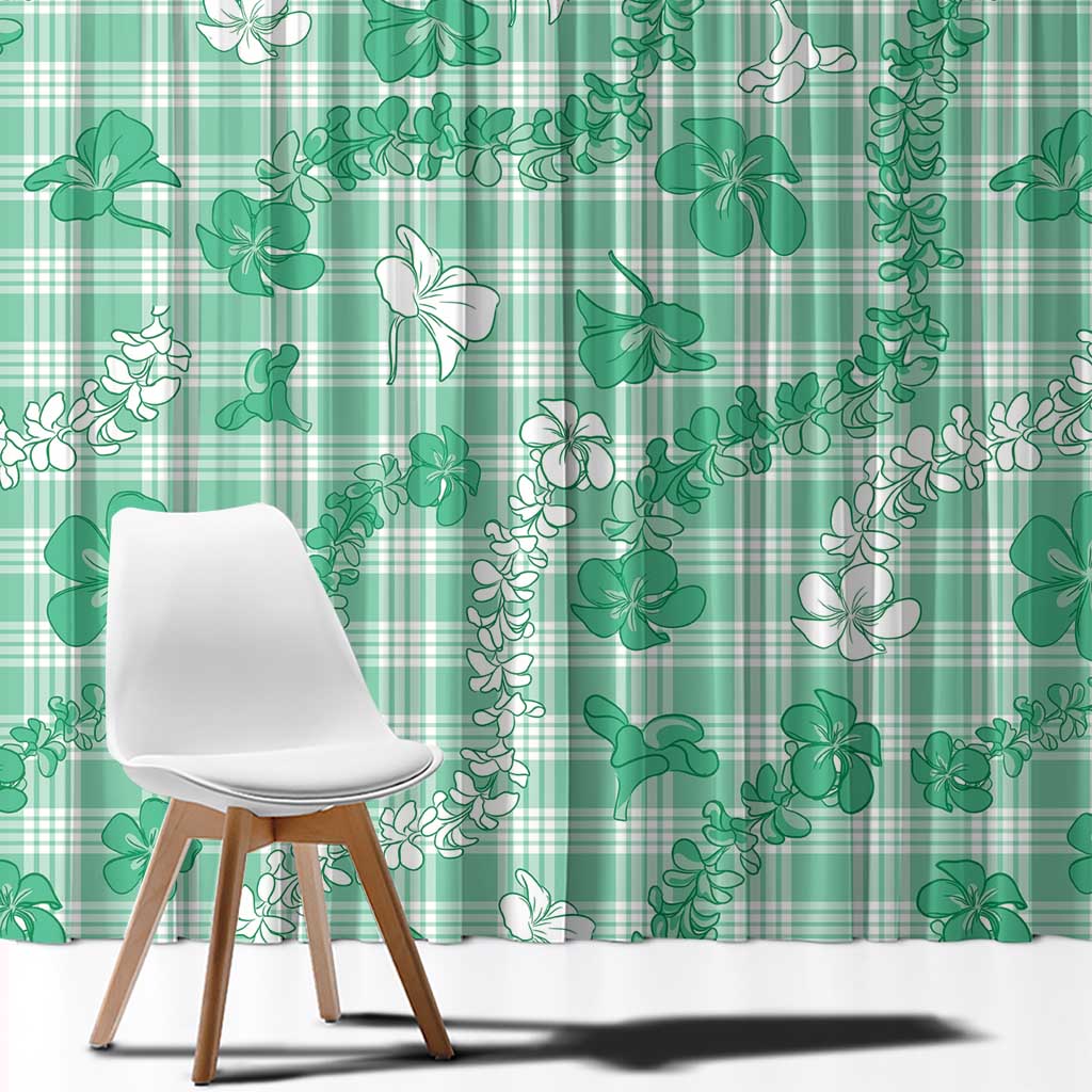 Omaomao Aloha Hawaii Window Curtain Plumeria Lei With Palaka Motif LT14 - Polynesian Pride