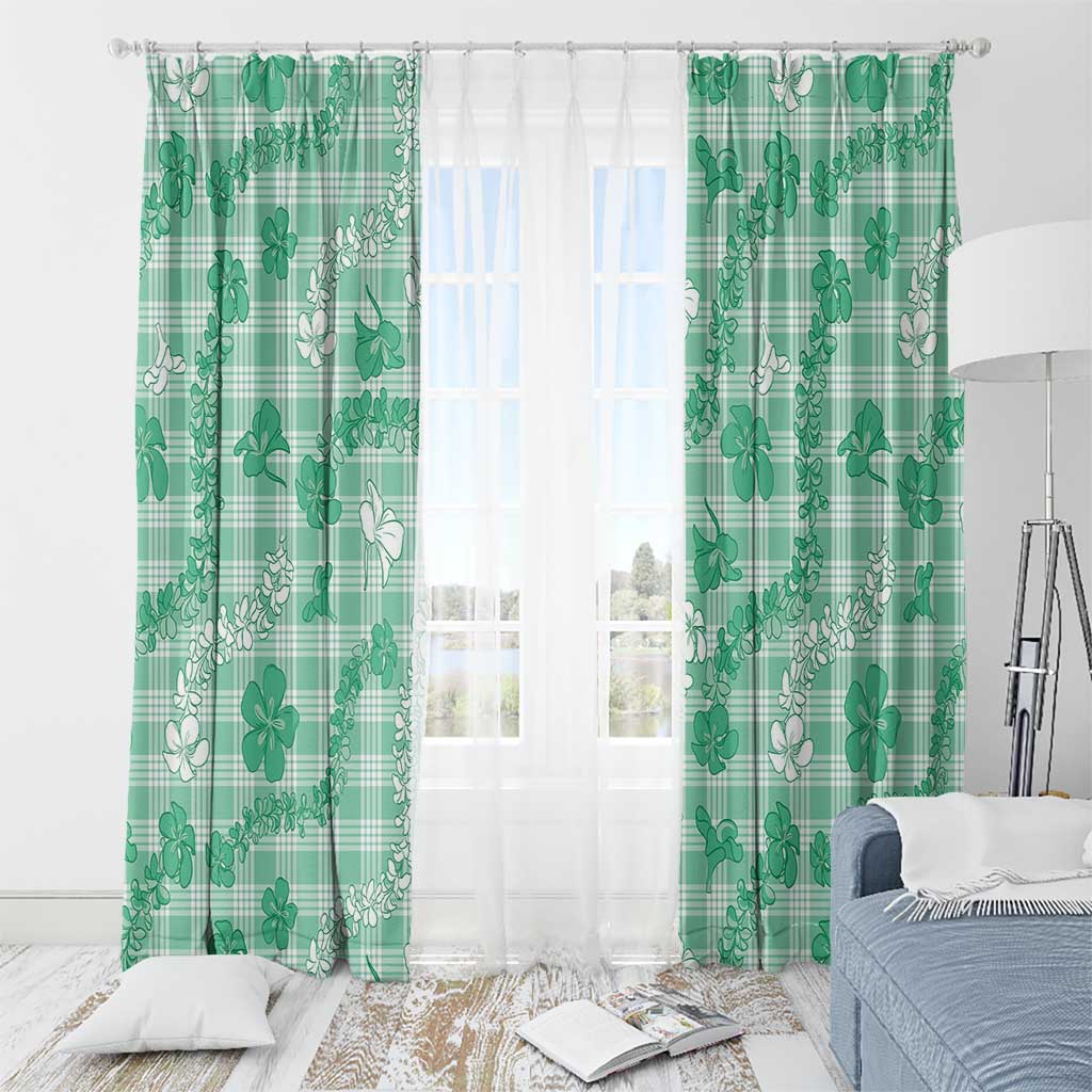 Omaomao Aloha Hawaii Window Curtain Plumeria Lei With Palaka Motif LT14 - Polynesian Pride