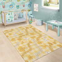 Melemele Aloha Hawaii Area Rug Plumeria Lei With Palaka Motif - Polynesian Pride