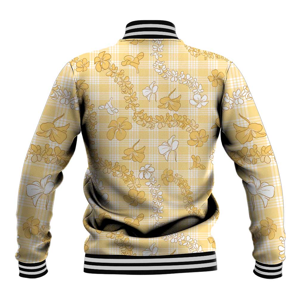 Melemele Aloha Hawaii Baseball Jacket Plumeria Lei With Palaka Motif LT14 - Polynesian Pride