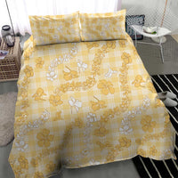 Melemele Aloha Hawaii Bedding Set Plumeria Lei With Palaka Motif - Polynesian Pride