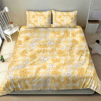 Melemele Aloha Hawaii Bedding Set Plumeria Lei With Palaka Motif - Polynesian Pride
