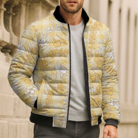 Melemele Aloha Hawaii Bomber Puffer Jacket Plumeria Lei With Palaka Motif LT14 - Polynesian Pride