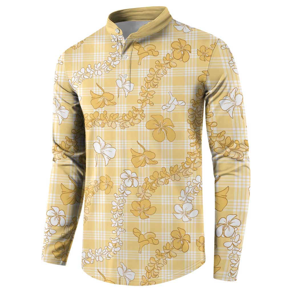 Melemele Aloha Hawaii Button Sweatshirt Plumeria Lei With Palaka Motif LT14 - Polynesian Pride