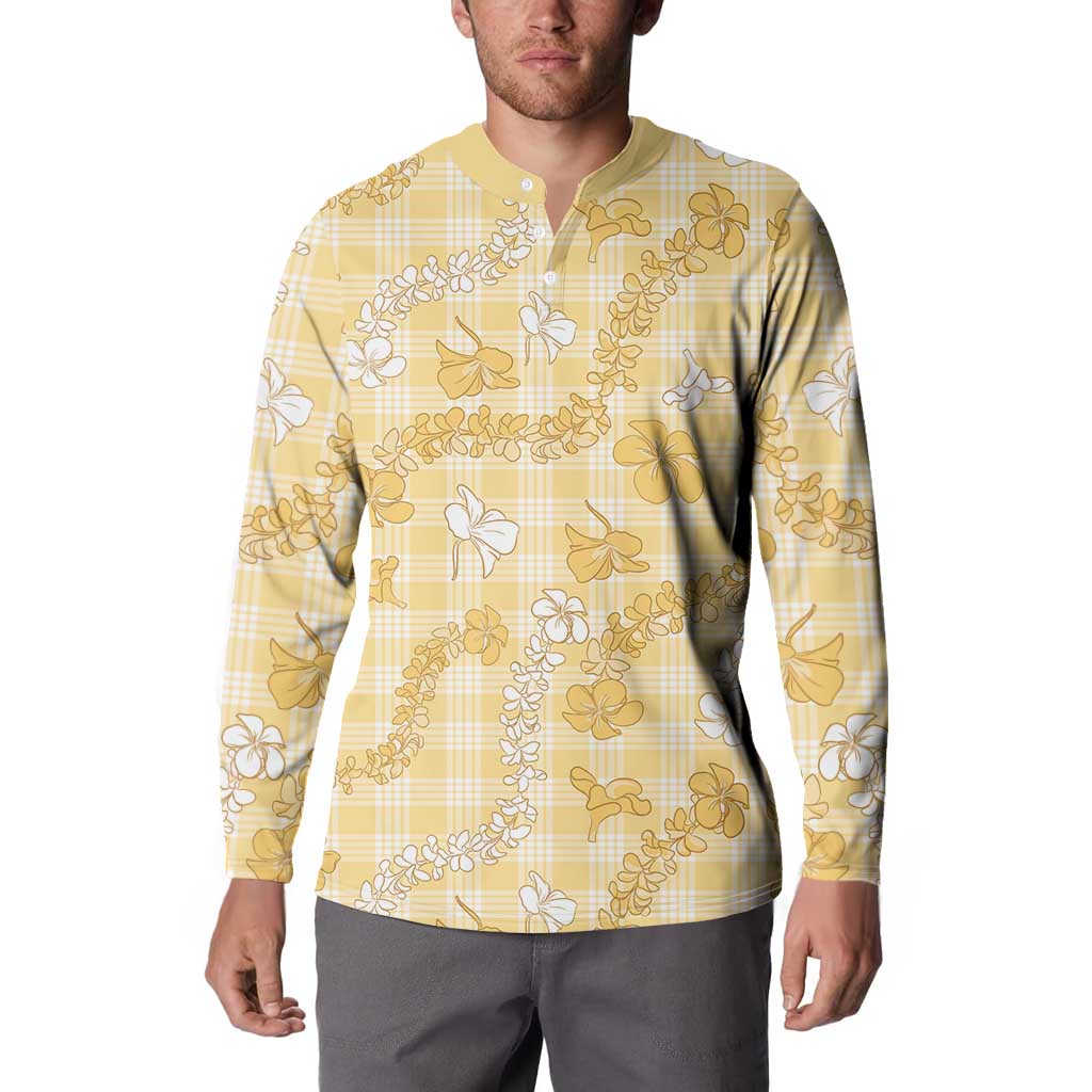 Melemele Aloha Hawaii Button Sweatshirt Plumeria Lei With Palaka Motif LT14 - Polynesian Pride