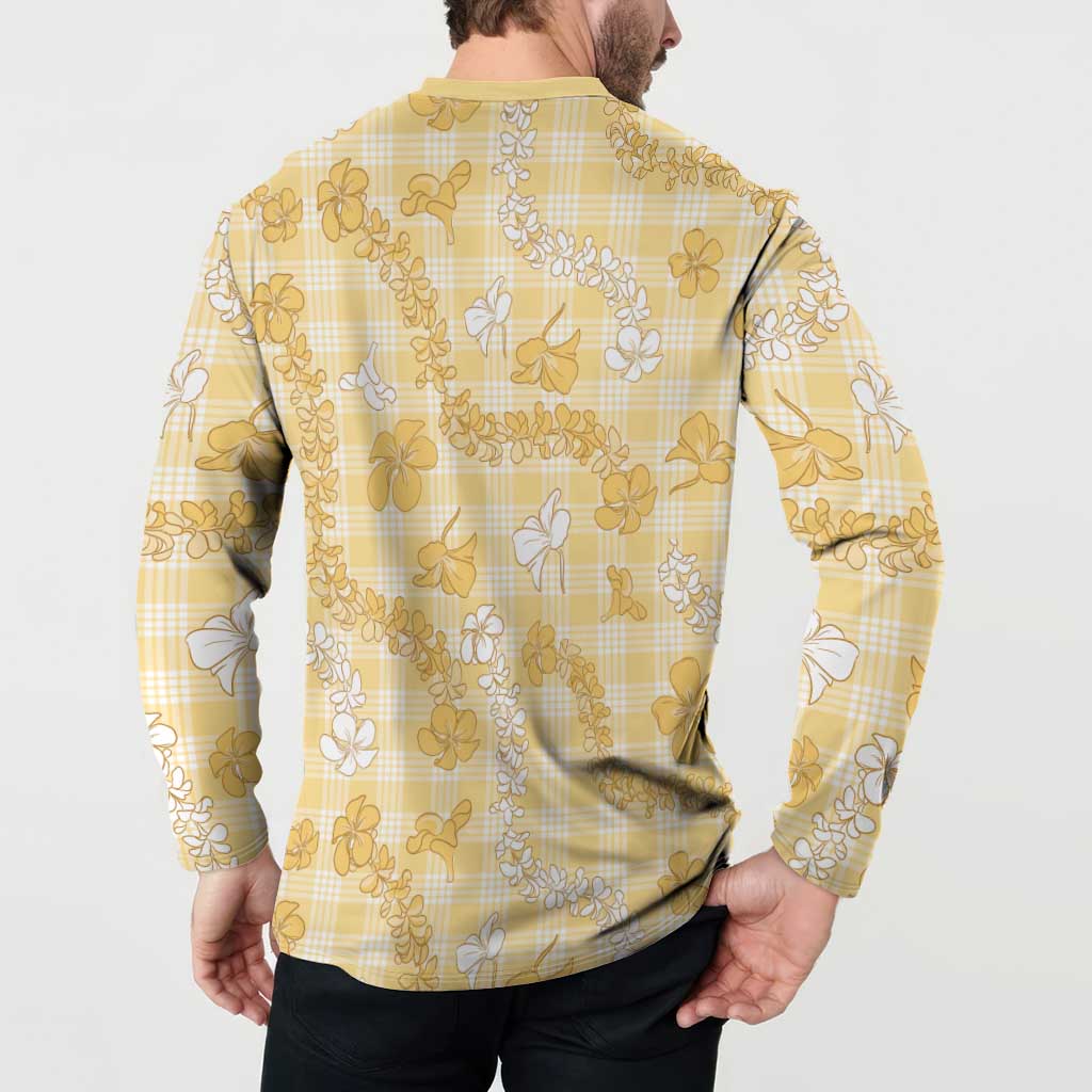 Melemele Aloha Hawaii Button Sweatshirt Plumeria Lei With Palaka Motif LT14 - Polynesian Pride