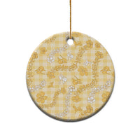 Melemele Aloha Hawaii Ceramic Ornament Plumeria Lei With Palaka Motif - Polynesian Pride