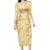 Melemele Aloha Hawaii Family Matching Long Sleeve Bodycon Dress and Hawaiian Shirt Plumeria Lei With Palaka Motif - Polynesian Pride