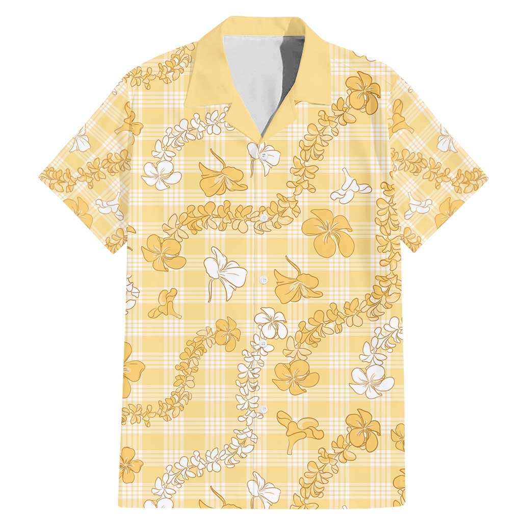 Melemele Aloha Hawaii Family Matching Mermaid Dress and Hawaiian Shirt Plumeria Lei With Palaka Motif - Polynesian Pride