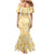 Melemele Aloha Hawaii Family Matching Mermaid Dress and Hawaiian Shirt Plumeria Lei With Palaka Motif - Polynesian Pride