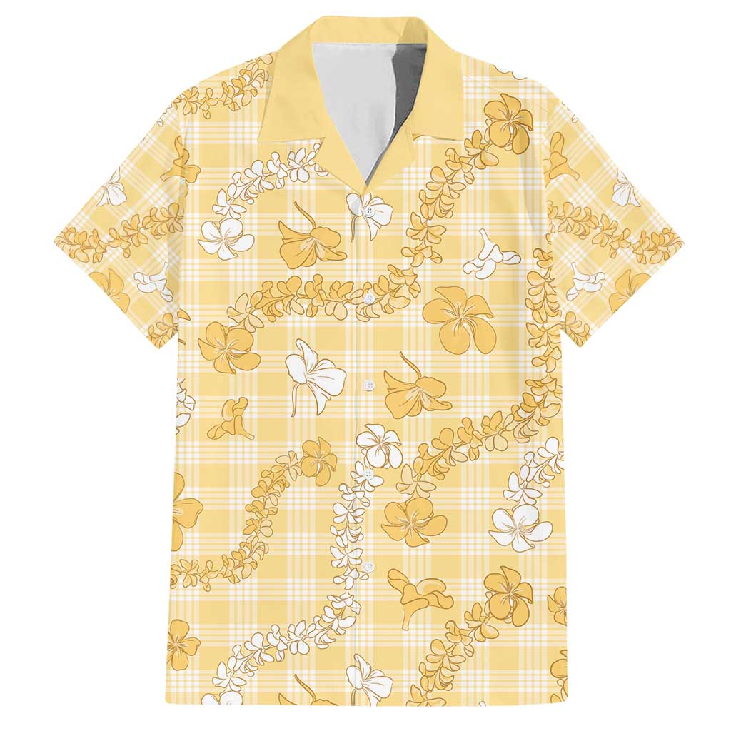 Melemele Aloha Hawaii Family Matching Short Sleeve Bodycon Dress and Hawaiian Shirt Plumeria Lei With Palaka Motif - Polynesian Pride