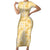 Melemele Aloha Hawaii Family Matching Short Sleeve Bodycon Dress and Hawaiian Shirt Plumeria Lei With Palaka Motif - Polynesian Pride