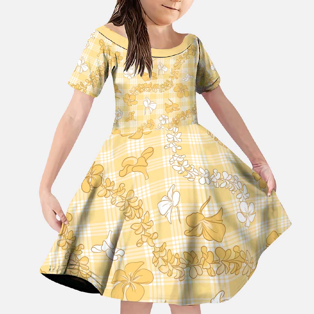 Melemele Aloha Hawaii Family Matching Summer Maxi Dress and Hawaiian Shirt Plumeria Lei With Palaka Motif - Polynesian Pride