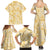 Melemele Aloha Hawaii Family Matching Summer Maxi Dress and Hawaiian Shirt Plumeria Lei With Palaka Motif - Polynesian Pride