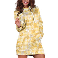 Melemele Aloha Hawaii Hoodie Dress Plumeria Lei With Palaka Motif - Polynesian Pride