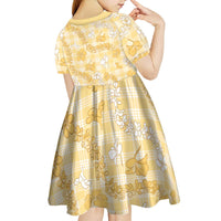 Melemele Aloha Hawaii Kid Short Sleeve Dress Plumeria Lei With Palaka Motif - Polynesian Pride